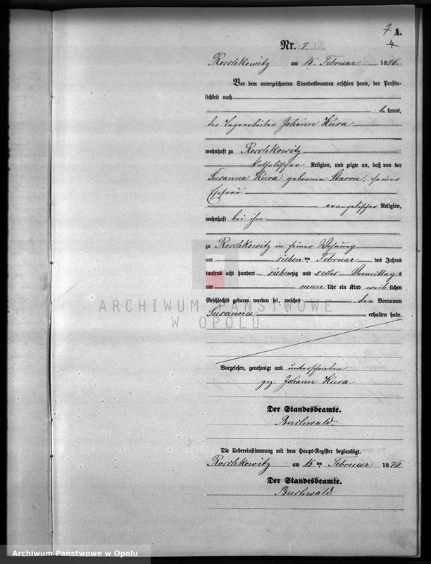 image.from.unit.number "Geburts-Neben-Register Standesamts Roschkowitz pro 1876"