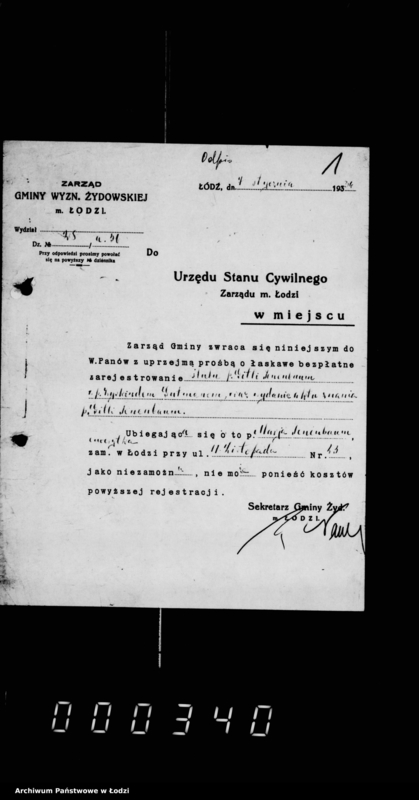 Obraz 4 z jednostki "Akta dotyczące spraw Urzędu Stanu Cywilnego"