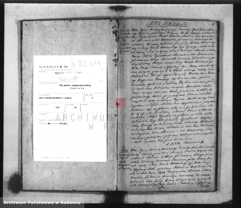image.from.unit.number "Akta Stanu Cywilnego Parafii Zakrzów Urodzeń, Małżeństw, Zejścia na Rok 1824"