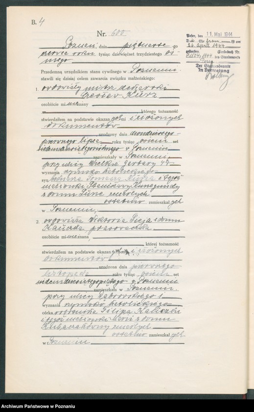 Obraz 6 z jednostki "Księga miejscowa małżeństw tom III [Rejestr główny małżeństw]"