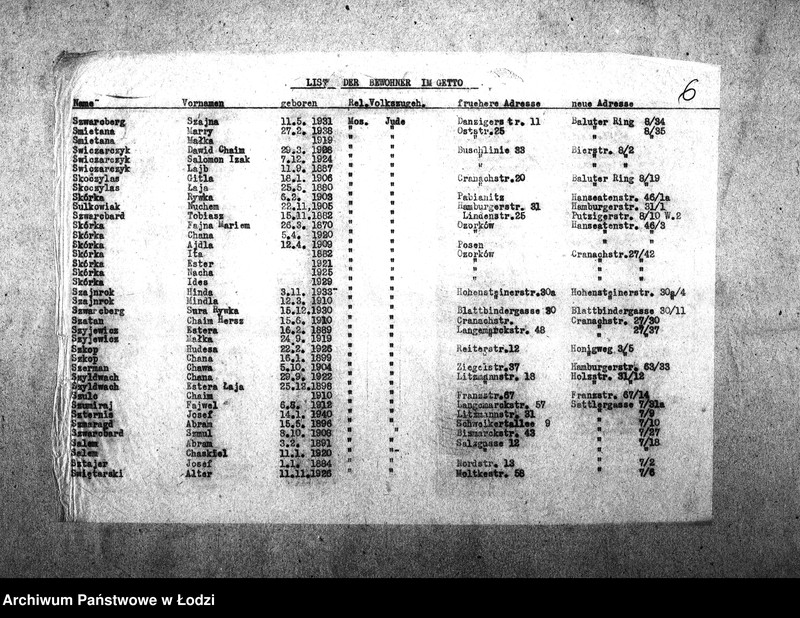 Obraz 9 z jednostki "[Alfabetyczny spis mieszkańców getta. Litera S]"