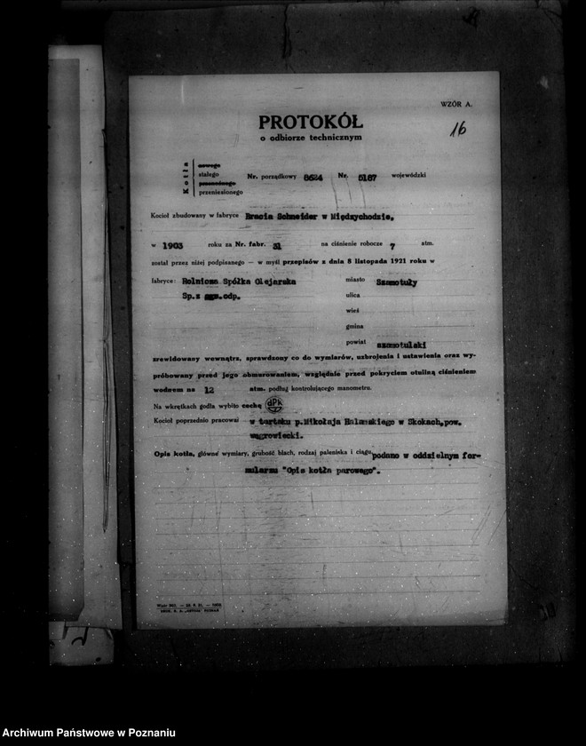 Obraz 20 z jednostki "Rolnicza Spółka Olejarska w Szamotułach nr woj. kotła 5187"
