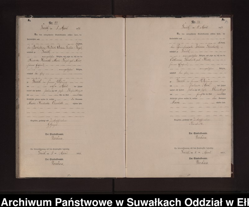 image.from.unit.number "Geburts-Neben-Register des Preussischen Standes-Amtes Gneist Kreis Loetzen"