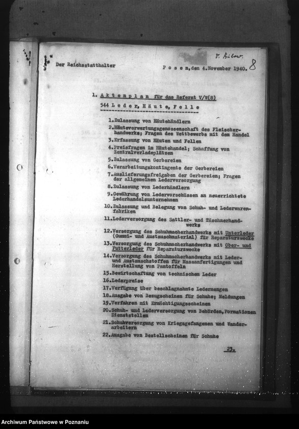 Obraz 12 z jednostki "Wykaz akt dla wydziału Wirtschaft und Arbeit"