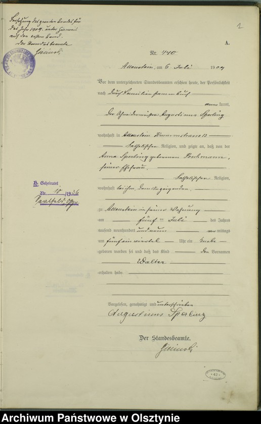 image.from.unit.number "Geburts-Haupt-Register Tom I I, Nr 440-883"