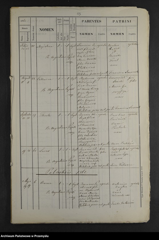 image.from.unit.number "[Odpisy ksiąg urodzeń, małżeństw, zgonów parafii rzymskokatolickiej Wyżyniany z 1862 roku]"