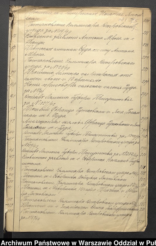 image.from.unit.number "O urządzaniu chłopów byłej rządowej wsi kolonialnej Ostry Kół, Ruda, Sewerynka, gm. Długosiodło, wchodzącej przy opublikowaniu ważnych dekretów z dnia 19 lutego, 12 marca 1864 r. (Skład prywatnej własności Brańszczyk podległej Józefowi Załęskiemu)"
