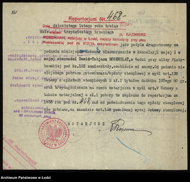 Obraz 14 z jednostki "Boris Izak Himmelfarb – agentury i zastępstwa"