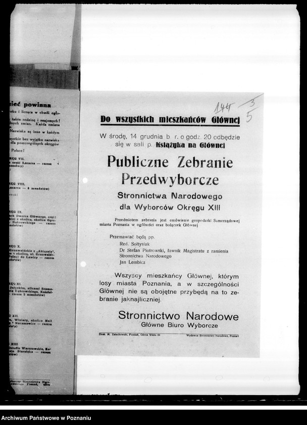 Obraz 9 z jednostki "Ulotki Stronnictwa Narodowego- przed wyborami samorządowymi miasta Poznania"