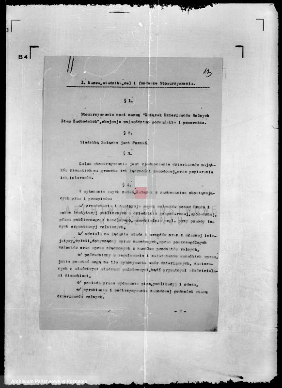 Obraz 19 z jednostki "/Związek Dzierżawców Rolnych Ziemi Zachodnich/ w Poznaniu"