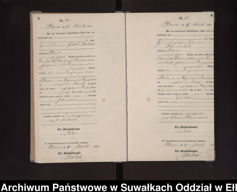 image.from.unit.number "Geburts-Neben-Register des Preussischen Standes-Amtes Rhein Kreis Loetzen"