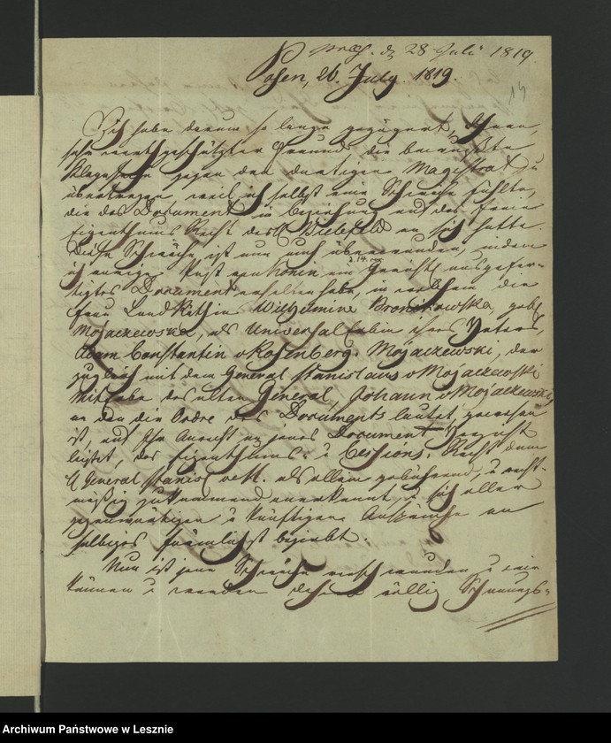 Obraz 17 z jednostki "[Akta manualia des Adwokat Jungmann zu Lissa in Sachen des Kaufmanns Bielefeld zu Posen gegen den Magistrat zu Lissa wegen 424 R. nebst Zinsen]"