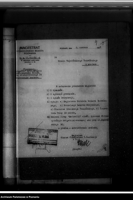 Obraz 8 z jednostki ""Meducofil" wytwórnia catgutu Firma F. Bykowskiego Poznań /zatwierdzenie zakładu/"
