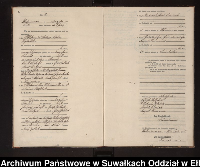 image.from.unit.number "Heirats-Neben-Register des Preussischen Standes-Amtes Widminnen Kreis Loetzen"