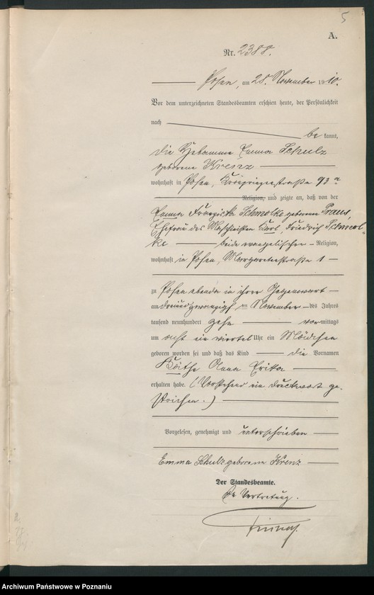 Obraz 6 z jednostki "Księga miejscowa urodzeń tom V [Rejestr główny urodzeń]"