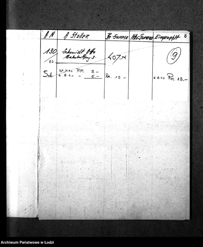 Obraz 12 z jednostki "[Spis obywateli polskich i niemieckich domagających się wypłaty komornego z ich domów znajdujących się w getcie]"