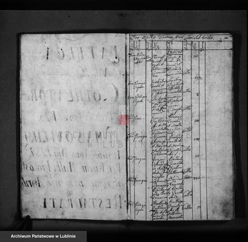 Obraz z jednostki "Metrica copulatorum pro oppido Tomaszów et villis"