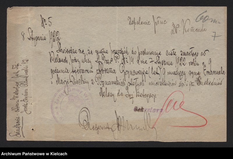 image.from.unit.number "Załączniki do akt zgonu Okręgu Bożniczego Kielce za rok 1922"