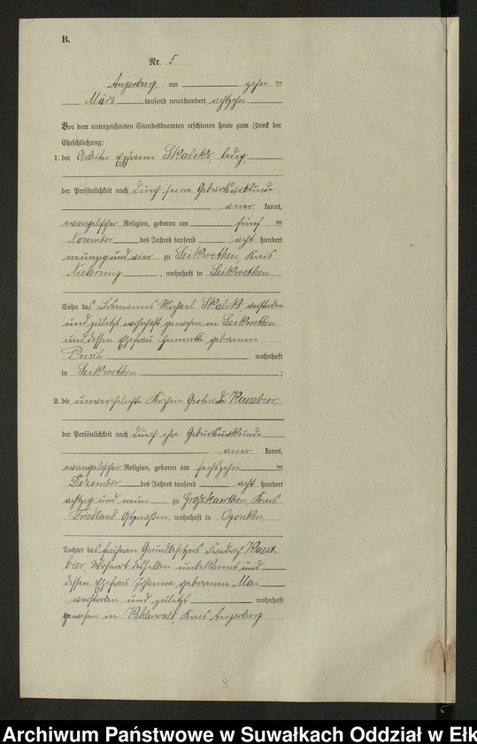 image.from.unit.number "B2. Heirats - Register (Neben - Register) Standesamt Angerburg einschl. der Bezirke Prinowen, Gr. Strengeln, Kehlen und Prinowen Kreis Angerburg"