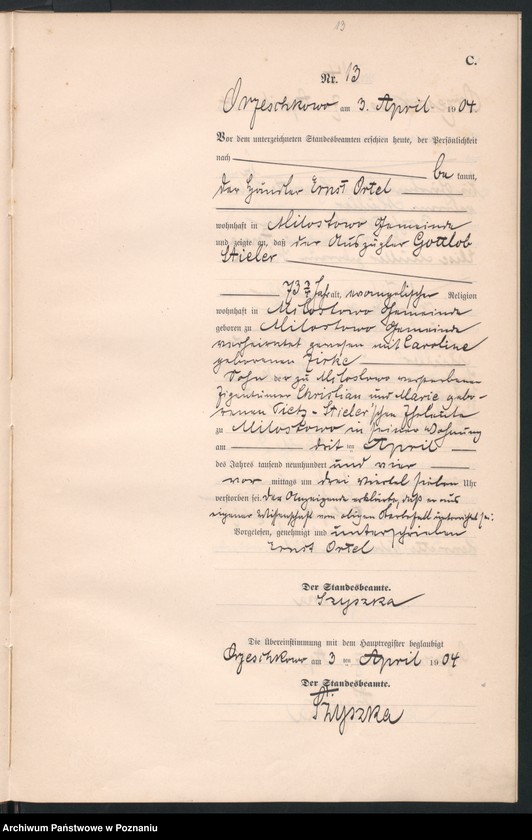 Obraz 16 z jednostki "Sterbe-Neben-Register"