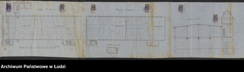 Obraz 14 z jednostki "Proekt˝ Teodora Prajsa na perestrojku kamen[nogo] 1o èt[ažnogo] sklada na mehanič[eskuû] prâdil´no-tkackuû fabriku nadstrojku vtorogo èt[aža] na 1o èt[ažnom] skladě s˝ pristrojkoû k˝ nemu novyh˝ častej s˝ lěstnič[nymi] klětkami, postrojku kamen[nyh] 1o èt[ažnyh] zdanìj: poměŝenìâ dlâ volk˝-mašiny navěsa, konûšni, karetnoj i 2h˝ èt[ažnogo] doma pod˝ N 904a po ul[ice] Grabovoj v˝ g[orode] Lodzi"