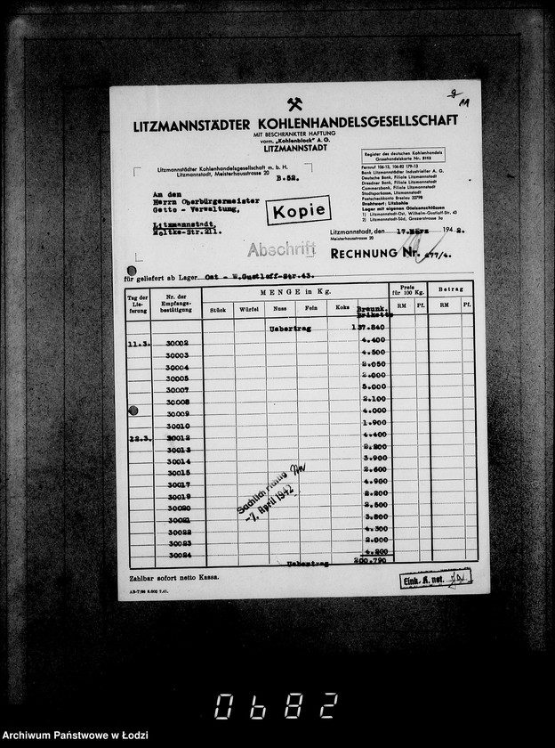 Obraz 15 z jednostki "Aufträge [Lieferscheinen und Rechnungen] 13371-13415. [Dostawa produktów do Getta]"