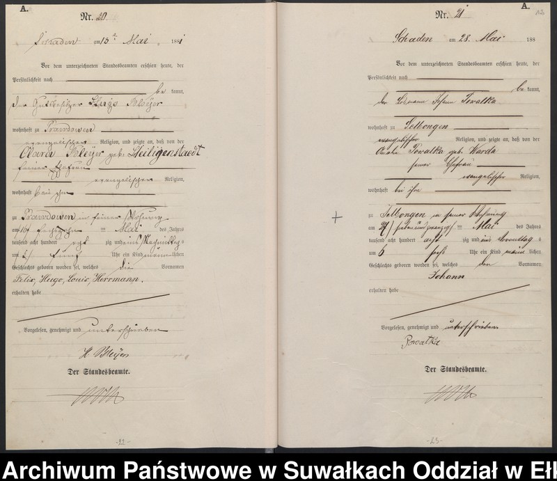 image.from.unit.number "Geburts-Haupt-Register des Königlich Preussischen Standes-Amtes Schaden Kreis Sensburg"