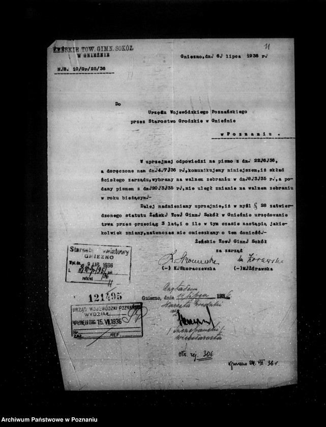 Obraz 15 z jednostki "/Żeńskie Towarzystwo Gimnastyczne Sokół w Gnieźnie - rejestracja/"