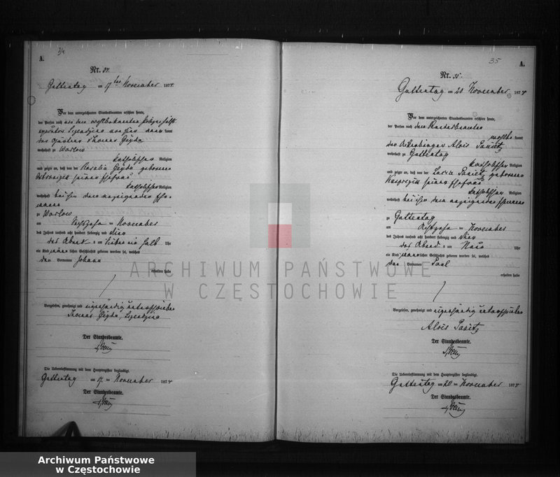 image.from.unit.number "Geburts - Neben Register der Standesamt Guttentag für der Jahre 1874."