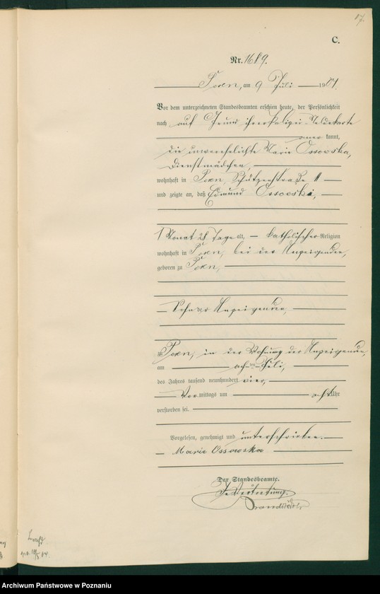 Obraz 19 z jednostki "Księga miejscowa zgonów tom IV"