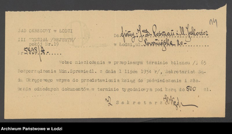 Obraz 16 z jednostki "J. D. Rosman i M. Joskowicz – sprzedaż wyrobów włókienniczych i galanterii"