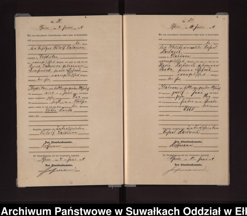 image.from.unit.number "Geburts-Neben-Register des Königlichen Preussischen Standes-Amtes Gneist Kreis Lötzen"