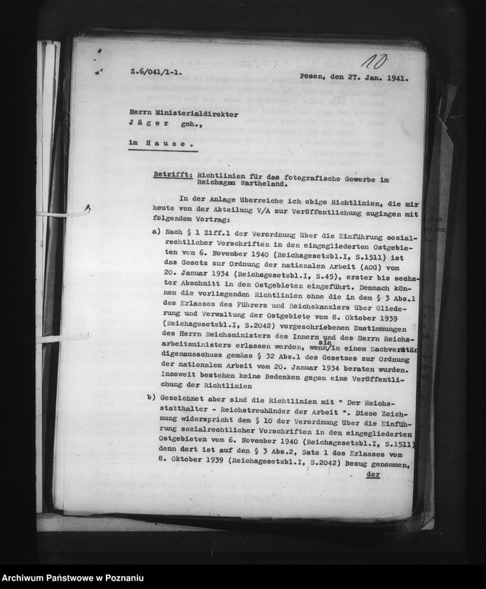Obraz 15 z jednostki "Aufbau und Zuständigkeit der verschiedenen Verwaltungszweige. Reichstreuhänder der Arbeit"