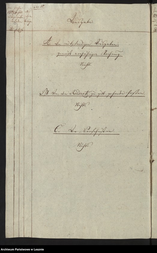 Obraz 12 z jednostki "[Rechnung über Einnahme und Ausgabe bei der Armenanstaltkasse der Stadt Lissa]"