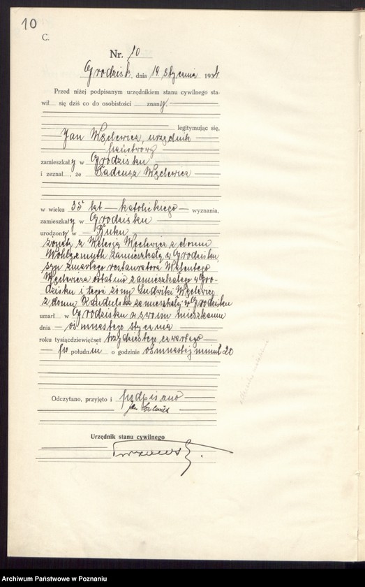 Obraz 12 z jednostki "Księga zgonów [Rejestr główny zgonów]"