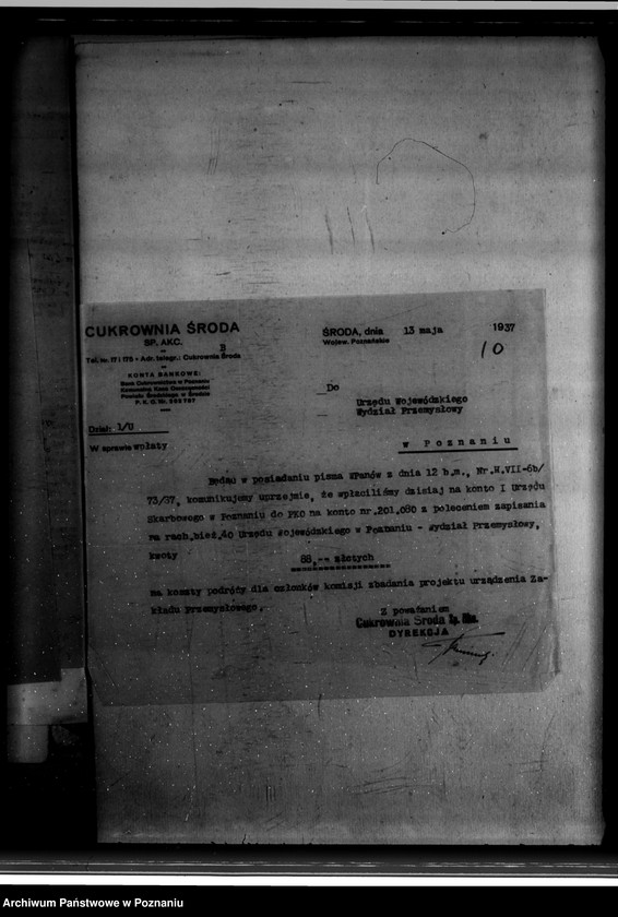 Obraz 15 z jednostki "Zatwierdzenie zakładu przemysłowego /przebudowy budynku góry cukrowej/ Cukrowni w Środzie Spółka Akcyjna"