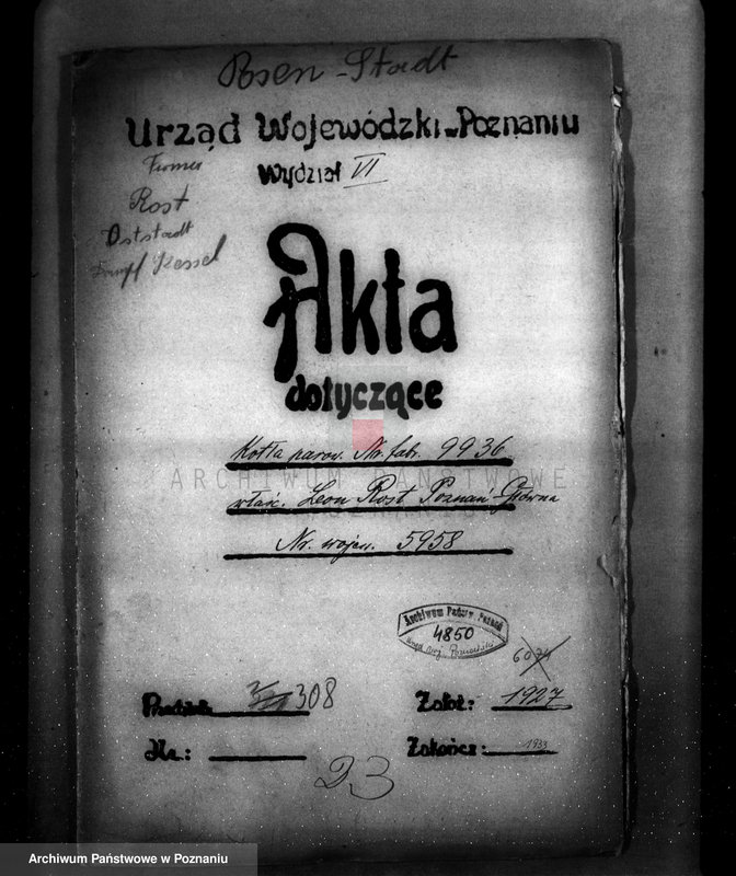 image.from.unit.number "Fabryka kwasu węglowego własność L. Rost Poznań-Główna  nr woj. 5958"