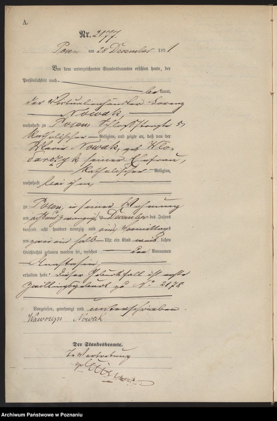 Obraz 17 z jednostki "Księga urodzeń t. VI"