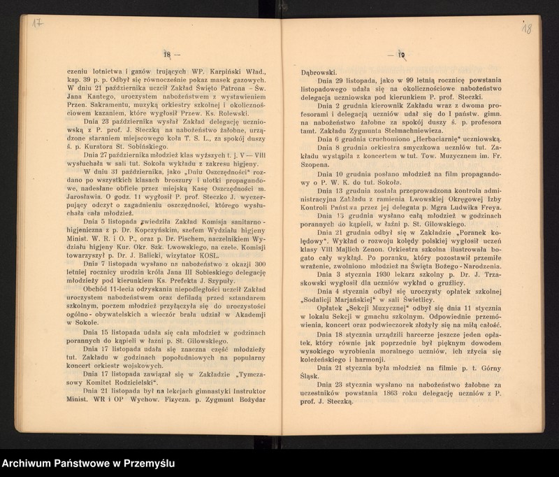 image.from.unit.number "Sprawozdanie Dyrekcji Państw[owego] Gimnazjum II im. Augusta Witkowskiego w Jarosławiu za rok szkolny 1929/30"