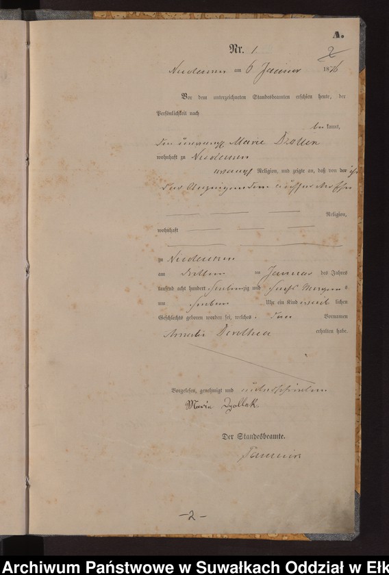 image.from.unit.number "Geburts-Haupt-Register des Königlich Preussischen Standes-Amtes der Stadt Nicolaiken Kreis Sensburg"