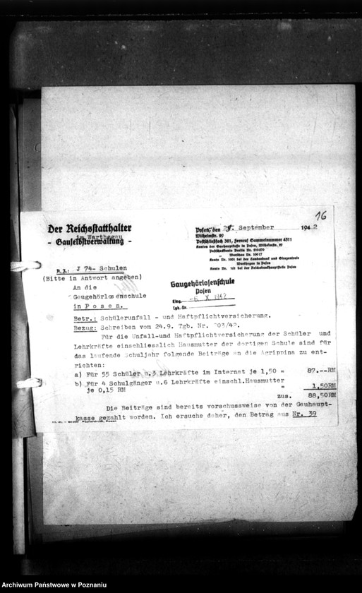 Obraz 19 z jednostki "Unfall und Haftpflichtversicherung Schüler und Lehrkräfte. [Sprawy ubezpieczeniowe]."