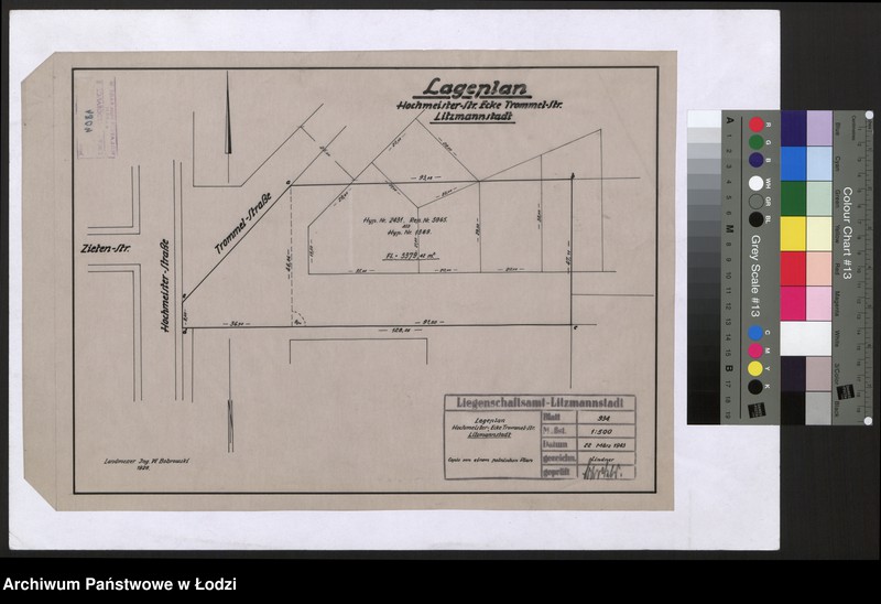 Obraz 1 z jednostki "Lageplan Hochmeister-Strasse Ecke Trommel-Strasse Litzmannstadt"