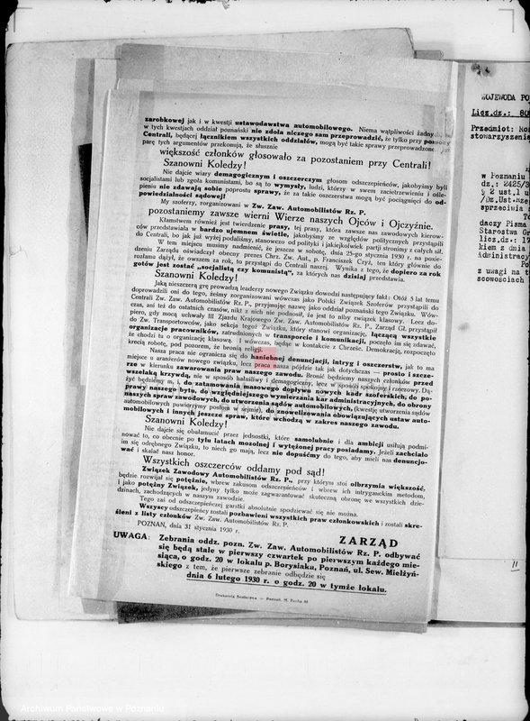 Obraz 8 z jednostki "/Związki i stowarzyszenia/ różne sprawy"