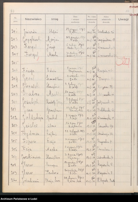 image.from.unit.number "Ewidencja dowodów osobistych wydanych przez Zarząd Miejski w Łodzi, zespół nr 2 [- nazwiska na litery D, F, G]"