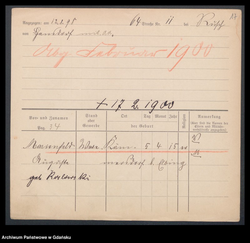 image.from.unit.number "Karty meldunkowe: Marienfeld - Markowz"