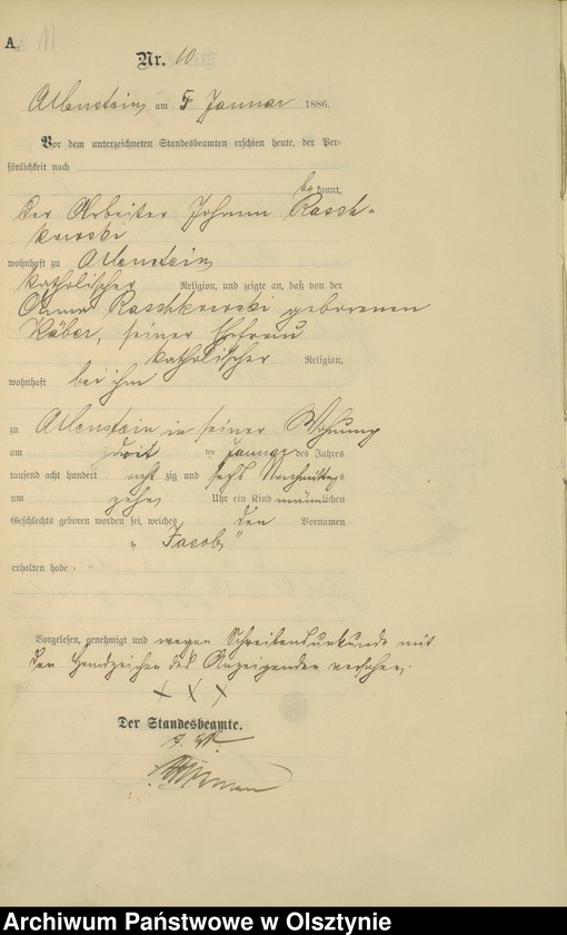 image.from.unit.number "Geburts-Haupt-Register Tom I,Nr 1 - 300"