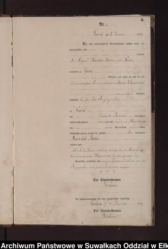 image.from.unit.number "Geburts-Neben-Register des Preussischen Standes-Amtes Gneist Kreis Loetzen"