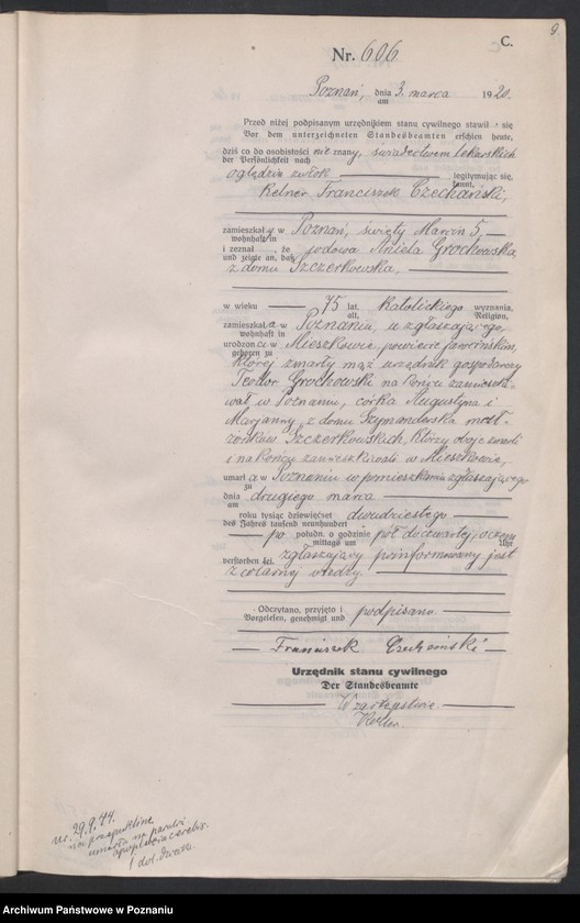 Obraz 11 z jednostki "Księga miejscowa zgonów tom II [Rejestr główny zgonów]"