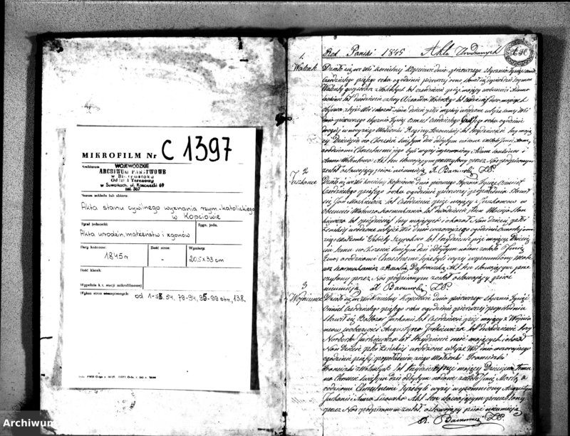 image.from.unit.number "Księga Duplikat Urodzonych, Zaślubionych i Zeszłych Parafii Kopciowskiey służyć mająca na Rok 1845"