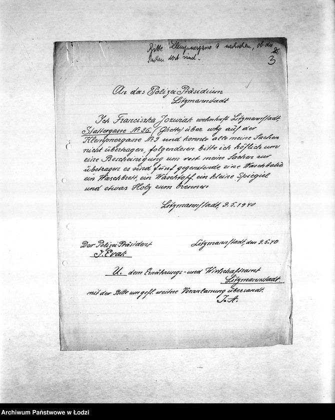 Obraz 6 z jednostki "[Korespondencja PSŻ w sprawie przesiedlenia Żydów do getta, zajmowania mieszkań i publicznych lokali, zamknięcia getta]"